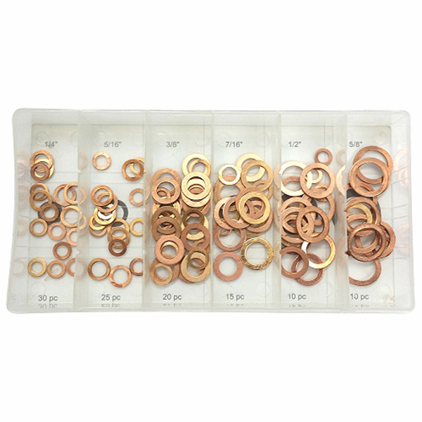 ASSORTED COPPER FLAT WASHERS 100PC