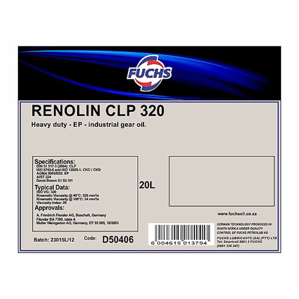 INDUSTRIAL GEAR OIL 320 20LT FUCHS (2)