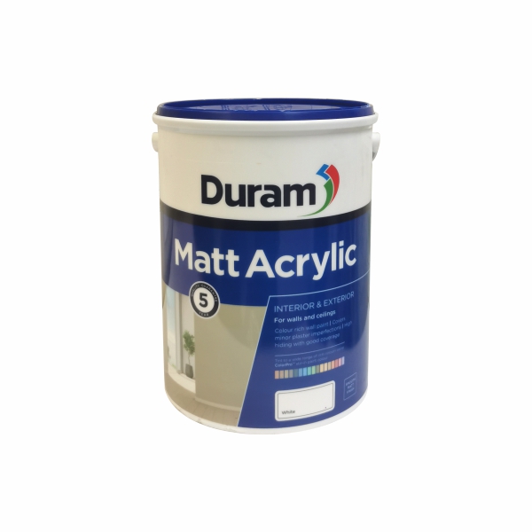 PVA MATT ACRYLIC WHITE 5LT DURAM