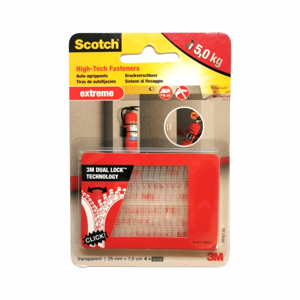 D/S DUAL LOCK 25X7.5 4P CLEAR 3M