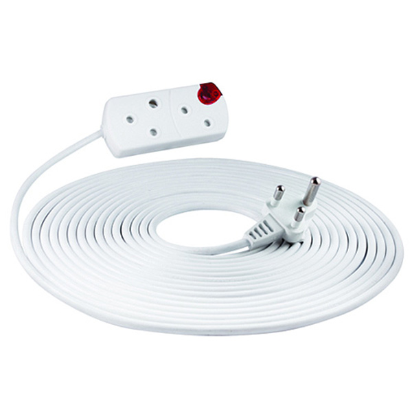 EXT CABLE CW PLUG 10A 5MT WHITE
