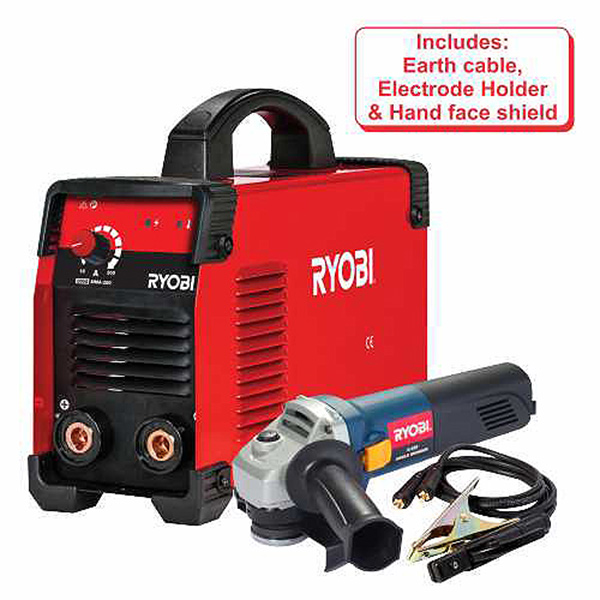 INV MMA200 C/W 115 GRINDER RYOBI