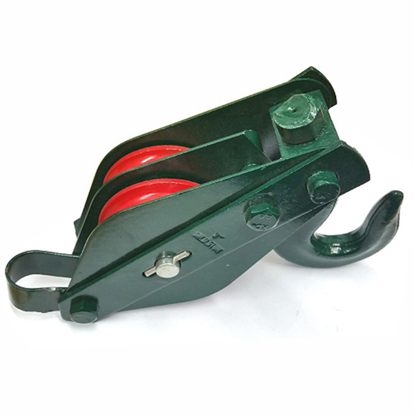 PULLY BLOCK DBL 75mm C/W HK 500KG