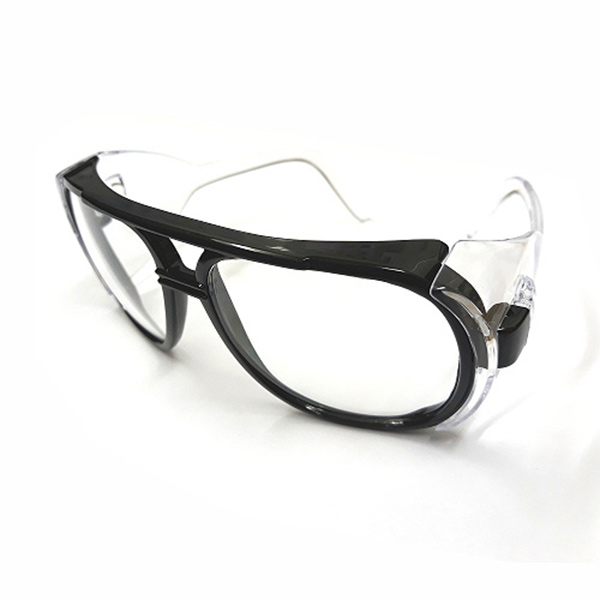 SAFETY GLASSES DARK RIM CLEAR