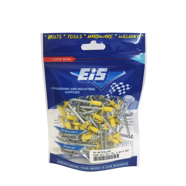DOME ALUM RIVET YEL 4.8 X 10 50P