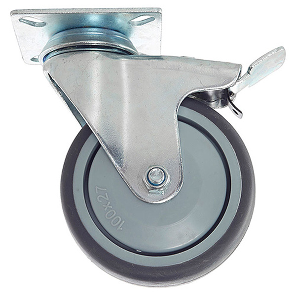 160MM SWIVEL RUB CAST C/W BRAKE