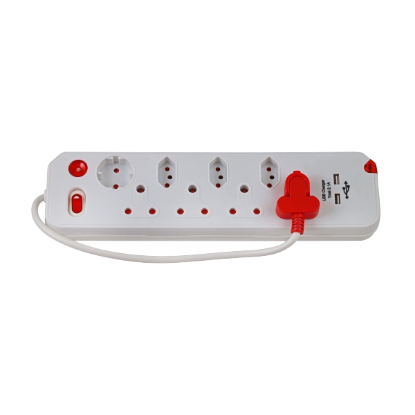 MPLUG 8WAY MEDIUM SURGE 2USB WHITE