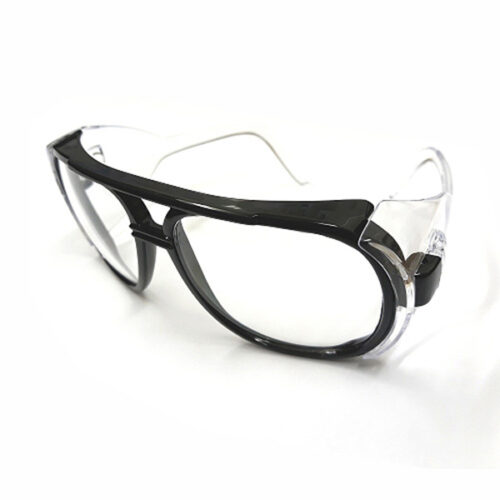 SAFETY GLASSES DARK RIM CLEAR