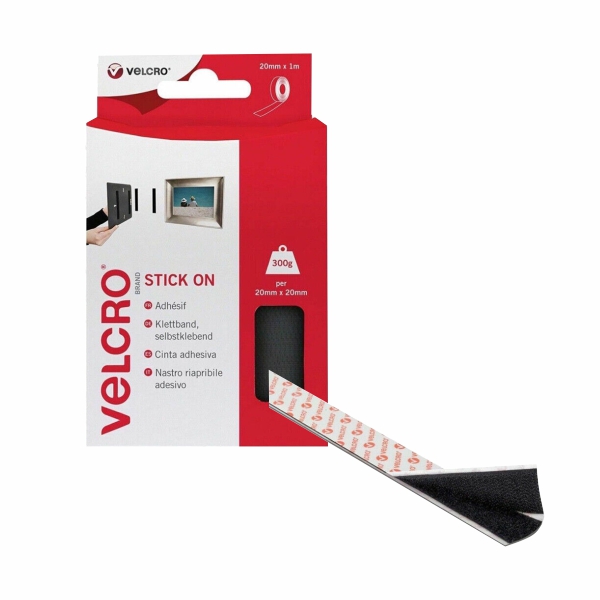 VELCRO 20MM X 1M BLK