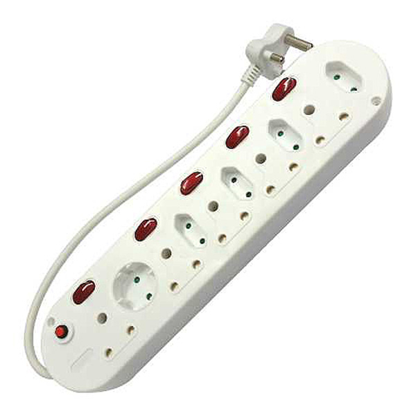 M/PLUG 5X15AMP 5X5AMP RED SWITCH